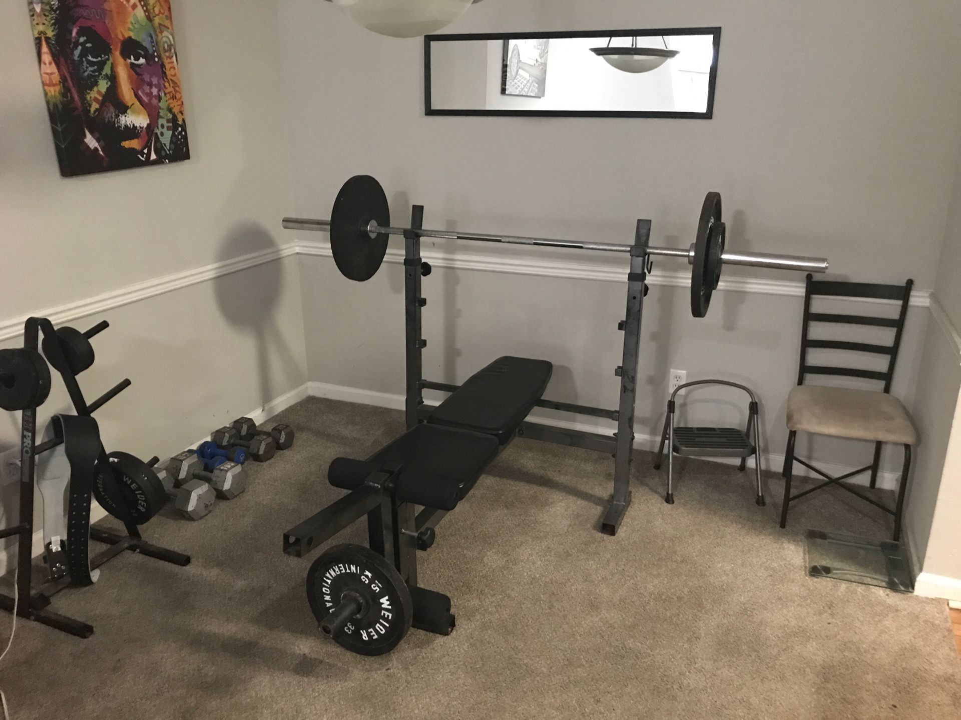 Weight bench and weights!