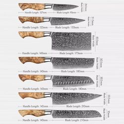 Knife Set Actual Damascus 