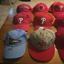 Multiple Autographed Phillies Baseball Hats 