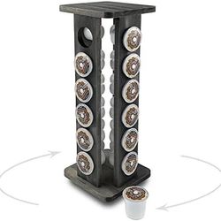 Authumberdale Vintage Coffee Pod Holder,Wood K Cups Holder, 360-Degree Rotating, 24 Capsule Storage



