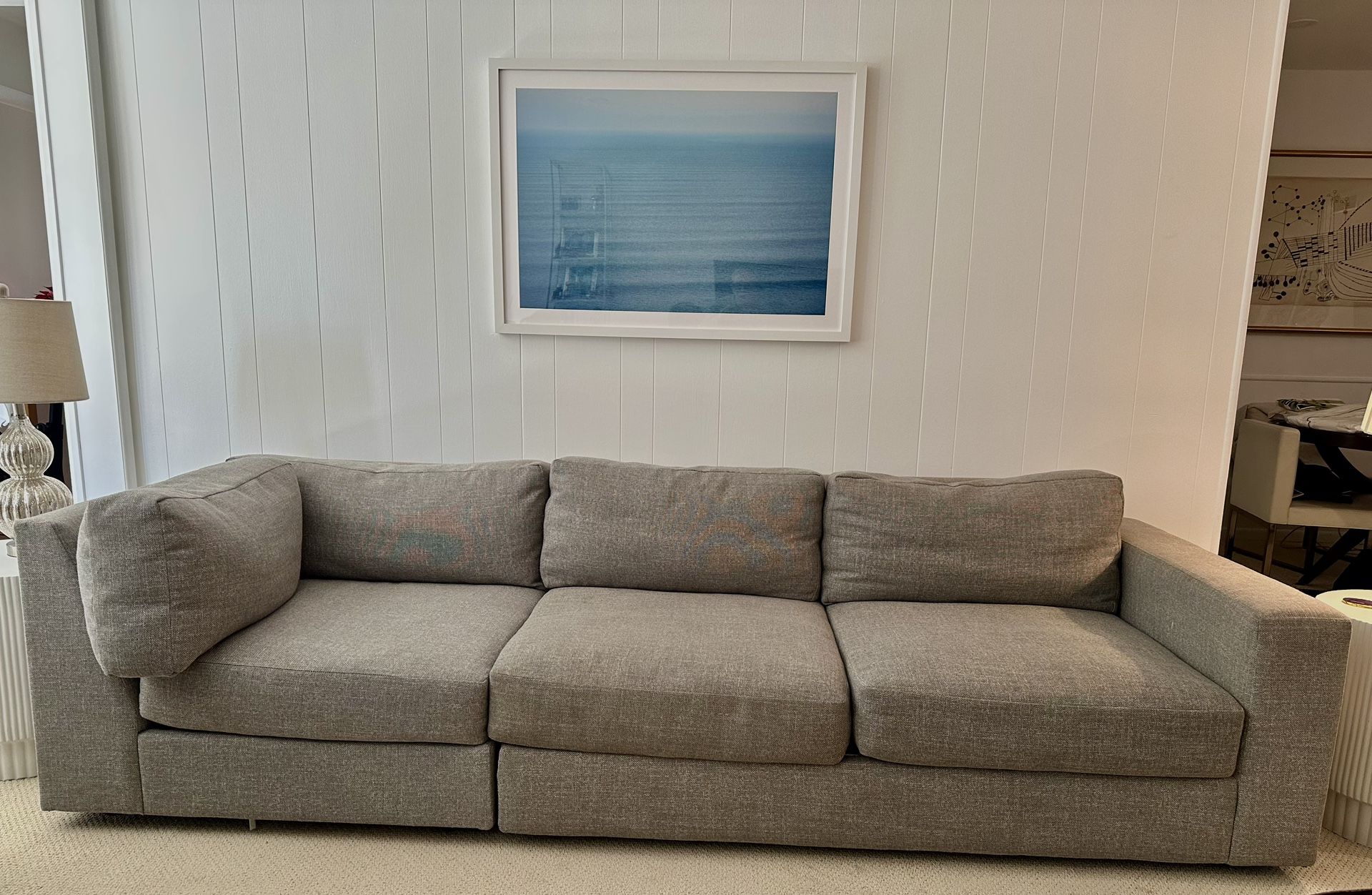 Grey West Elm Sectional Plush Couch