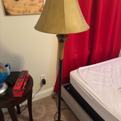 Tall Floor Lamp with Gold Shade