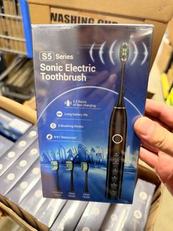S5 Sonic Electric Toothbrush 5 Modes IPX7 Waterproof Fast Charge Rechargeable 2-Min Timer 3 Brush Heads Black