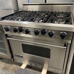 Viking Gas Range 36”Wide In Stainless Steel With 6 Burners