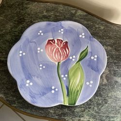 Vintage, Hand-Painted Ceramic Plate from Italy
