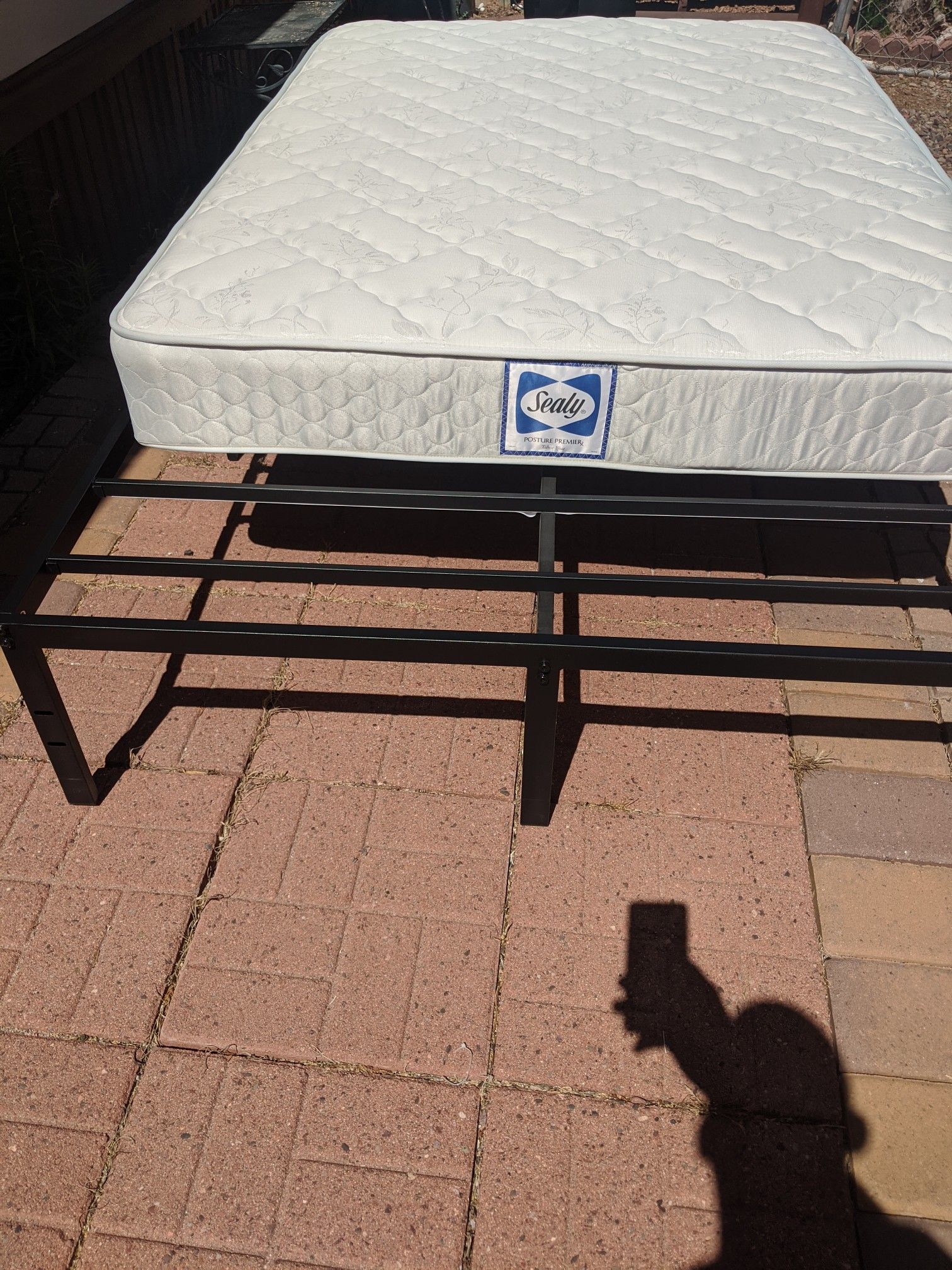 Full size Sealy mattress and platform bed frame