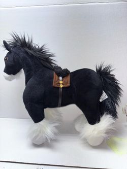 DISNEY STORE Brave ANGUS THE BLACK & WHITE HORSE 16" Plush STUFFED ANIMAL Toy