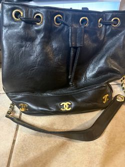 Black Leather Bucket Bag