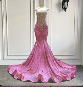 Pink Long Fitted Mermaid Prom Dress