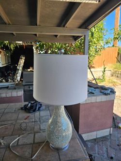 Mosaic Table Lamp with White Drum Shade