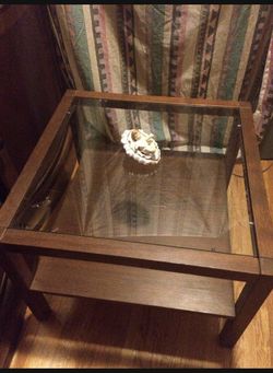 4 Square Glass Top Wooden Tables 