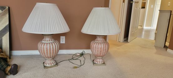 High End Pair of Table Lamps Terracotta