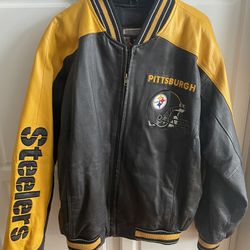Leather Steelers Letterman Jacket 