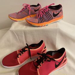 Two Pair Nike Sneakers Unique Colors 6.5 Women’s 