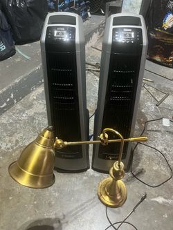 2 Lasko Tower Fans and Elk Home Amsler Brass Table Lamp collection