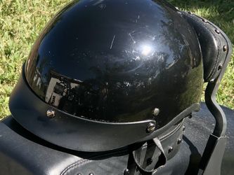 VCAN Helmet Model V531 Glossy Black Half Face Motorcycle Helmet Large With Visor