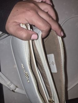 Light Gray Leather Zip Wallet Clutch