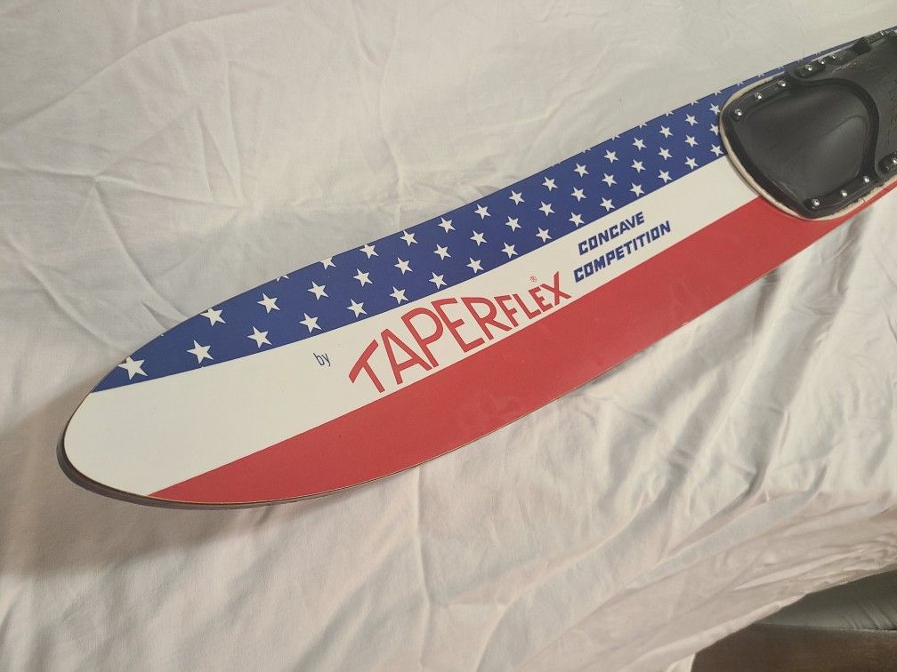 Vintage Taperflex Slalom Water Ski Concave Competition 65" USA Flag for
