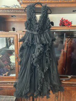 OVERSTOCKED!! Black V-Neckline Tulle Dress