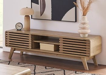 mopio Ensley TV Stand, Mid Century Modern for 55/60/65 inch TV, Farmhouse TV Stand, Entertainment
