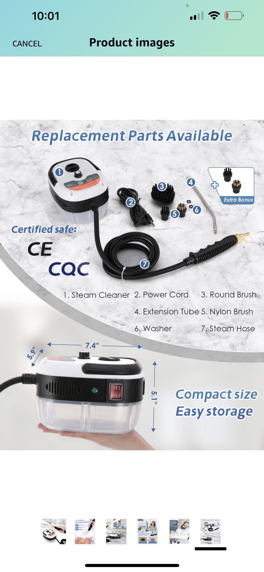 Hapyvergo Pressure Steam Cleaner Handheld High Temp Portable Steamer