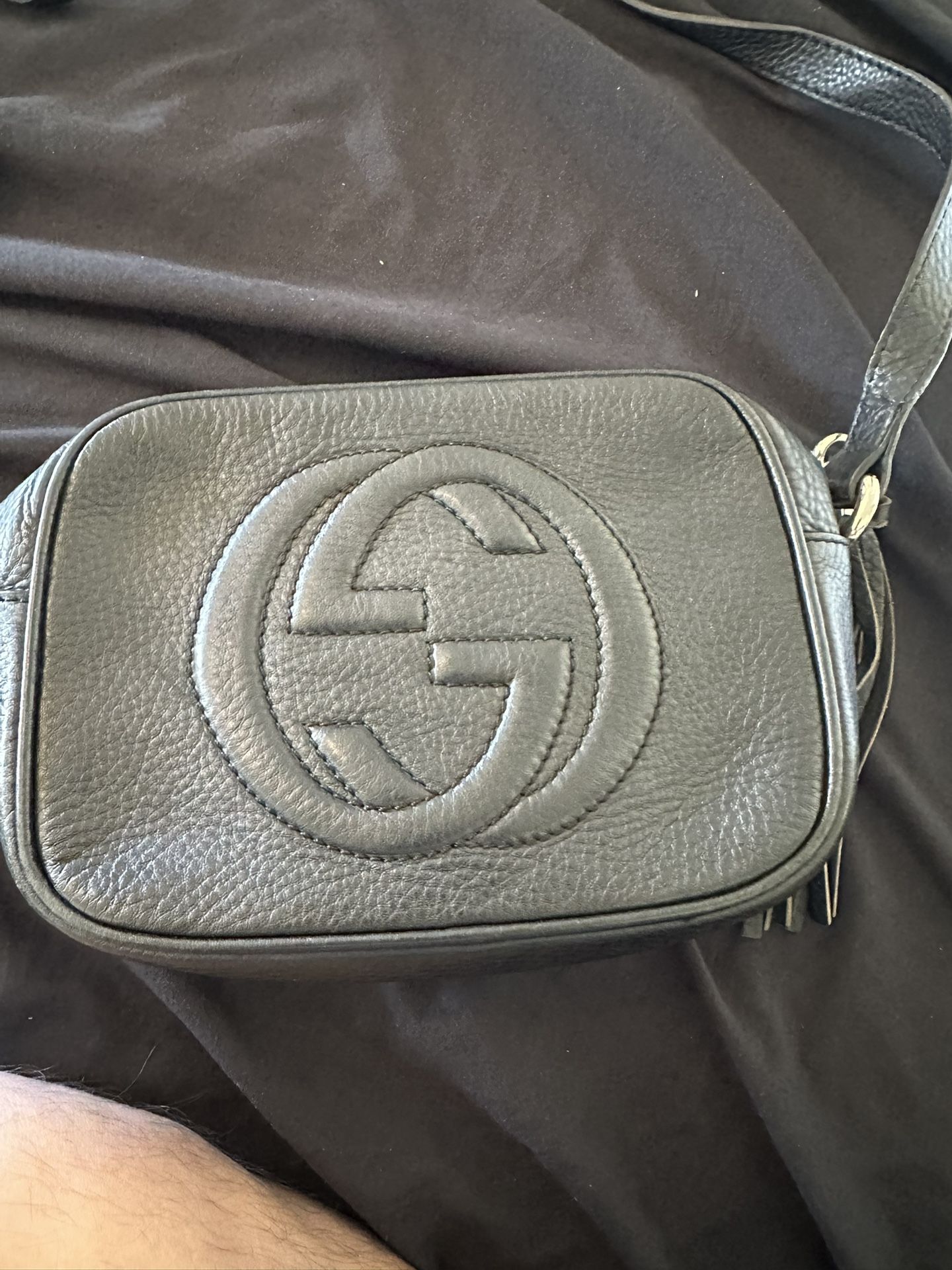 Gucci Pebbled Calfskin Small Soho Disco Bag Black with Charm