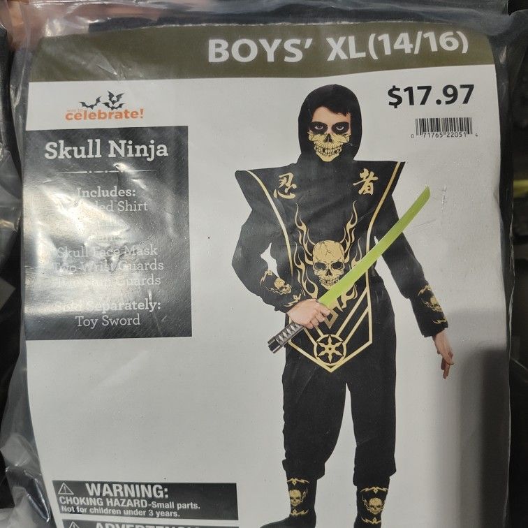 Call Ninja Costume Boys Medium 8 And Boys Extra Large 14/16 New In Package $15
