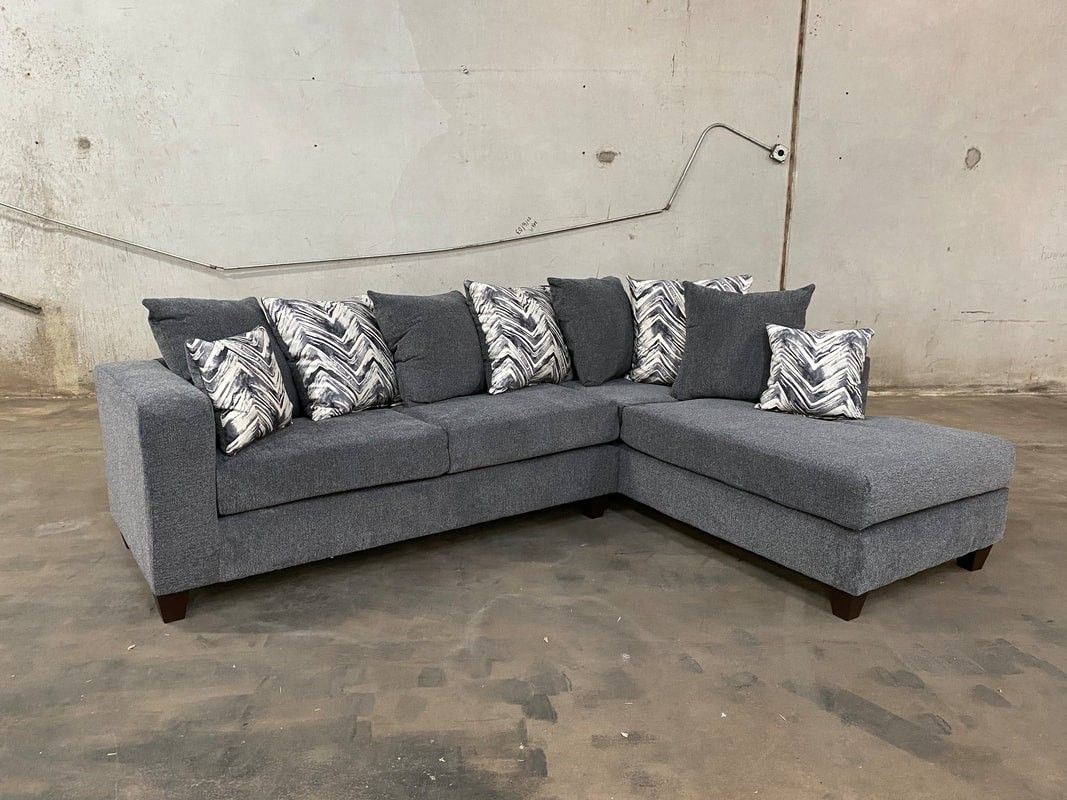 New Charcoal Sectional With Pillows