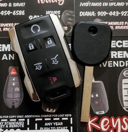 $100 in Pomona/Upland | 2014-22 Chevrolet GMC Chevy Duplicate Key & Remote Set Copy (Yukon, Tahoe, or Suburban)