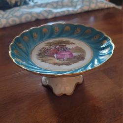 Vintage Limoges France Pedestal Bowl (Courting Couple Compote)