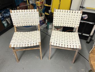 White Leather Strap Chairs