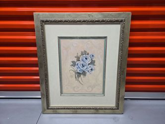 Framed Blue Floral Wall Art