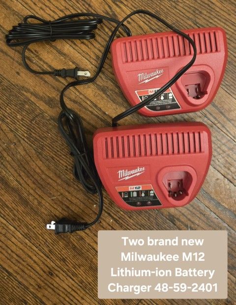 Two brand new Milwaukee M12 Lithium-ion Battery Charger 48-59-2401