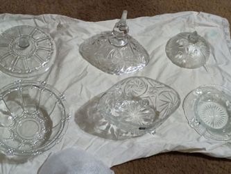 Cut Crystal Glass Dishes and Lids Set