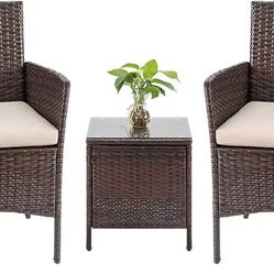 3 Pieces Patio Furniture PE Rattan Outdoor Conversation Set $70