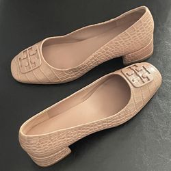 TORY BURCH Georgia Block Heel Pump soft croco embossed NWOT