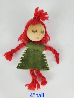 Handmade Yarn and Wood Doll