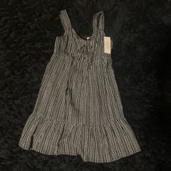 white and black striped babydoll dress