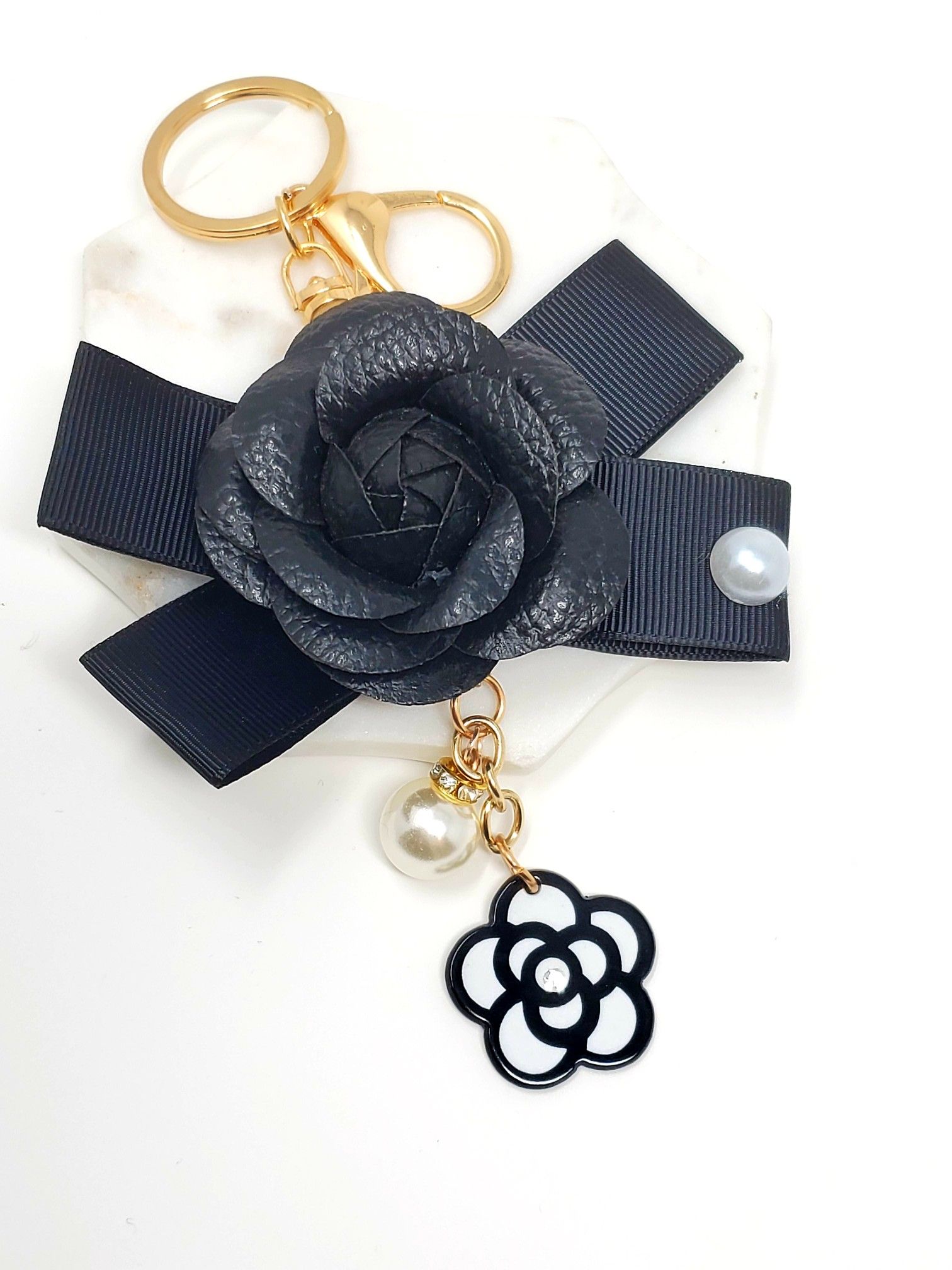 Flower bag charm keychain