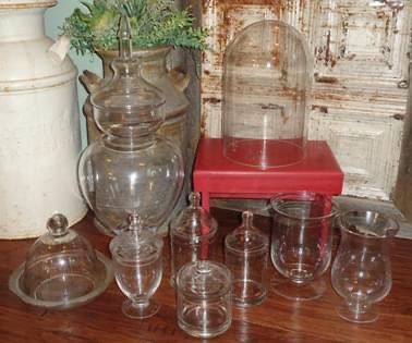 Lot of Glass Apothecary Jars Cloches & Hurricane Vases * PRICED SEPARATELY