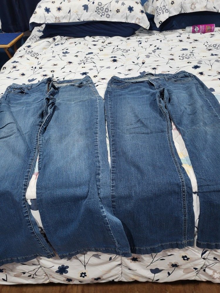 2 Pair Womens Size 18 Short Lee Slender Secret Jeans