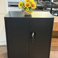  31.5" H Lockable Storage Cabinet, Small Locking Cabinet with Doors and Adjustable Shelves, Metal Garage Storage Cabinets, Utility Cabinets for Office