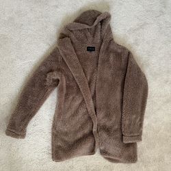 Brown Teddy Hoodie Jacket