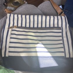 A New Day blue and white striped shoulder bag