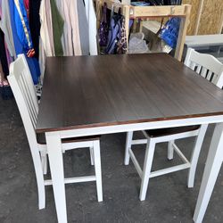 New Shiloh 3-Piece Counter Height Dining Set, Rustic Mahogany/White