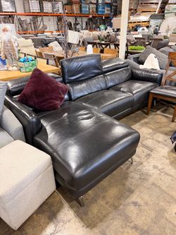 Black Leather Sofa With Chaise
