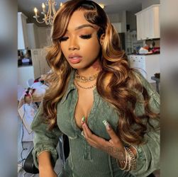 Long Brown/Blonde Mixed Wavy Hair Wig