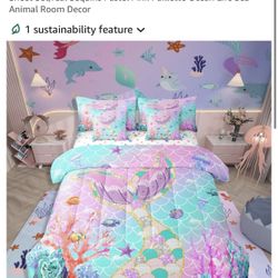 7 PC Mermaid QUEEN Comforter Set (NEW IN PACKAGING)