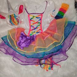 Girls Rainbow Unicorn Costume