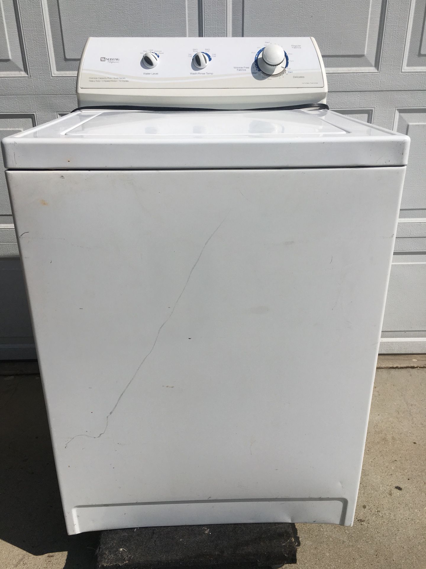 MAYTAG PERFORMA WASHER OVERSIZE CAPACITY PLUS/QUIET SERIES/HEAVY DUTY/2SPEED MOTOR/10 CYCLES
